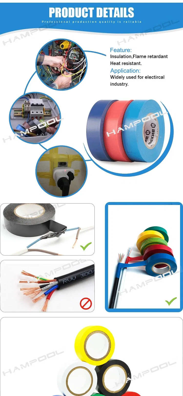 Electrical Tape Electrical Insulating PVC Tape Roll Insulation Tape