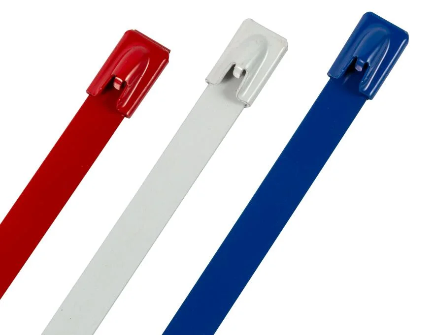 Polyester Fully Coated Ball Lock Stainless Steel 304 316 Ss Cable Ties with ISO9001