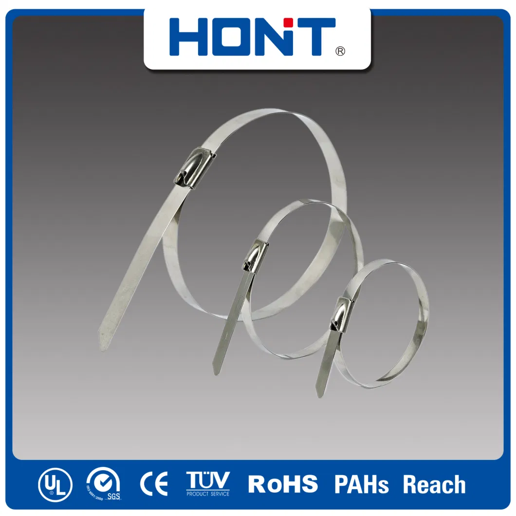 Ball Lock Type Uncoated SS304 Ss 316 304 Stainless Steel Ss Metal Epoxy Coated Self Lock Cable Marker Zip Wire Tie with CE RoHS UL